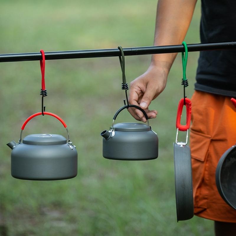 10Pcs Tent Fixings Cord String Carabiner Hook Outdoor Campings Tent Elastics Rope Hook Thickened Elastic Bands Tying Rope