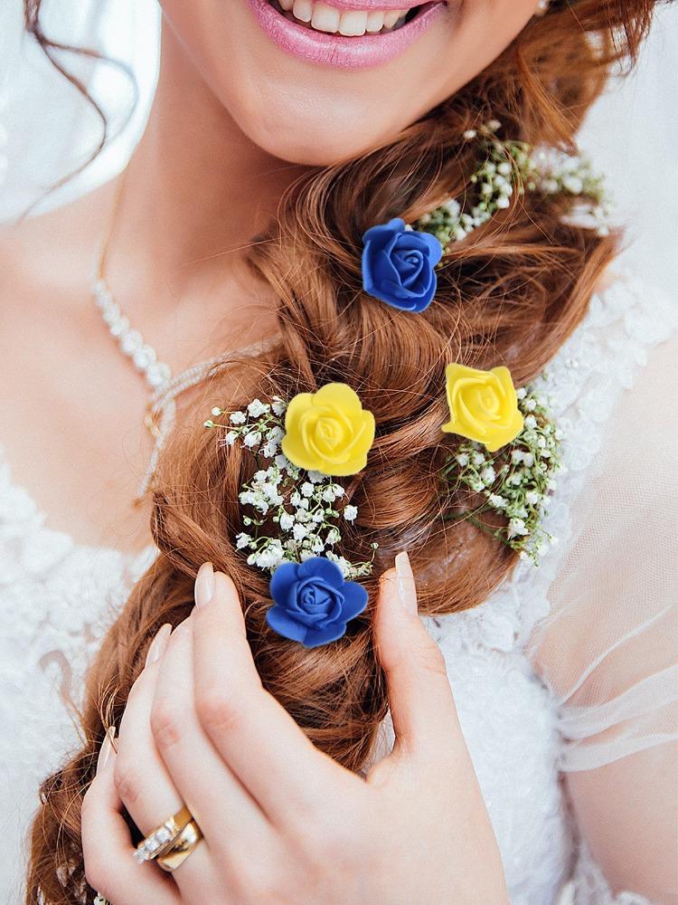 500 Pcs Valentine's Day Mini Roses for Crafts 3.5cm Flowers Artificial Roses Foam Flowers Fake Flower Heads for Baby Shower Table Wedding Decorations