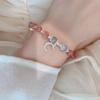 Moonstone Strawberry Crystal Bracelet Female Sterling Silver Student Simple Personality Pink Bracelet Girlfriend Star Moon Jewelry
