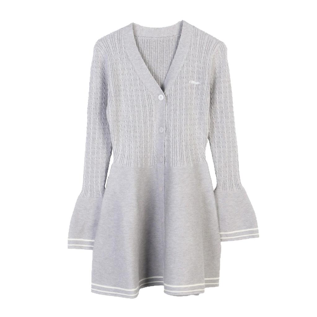 French Niche Spring/Summer 2025 V-Neck Ruffle Hem Knit Dress