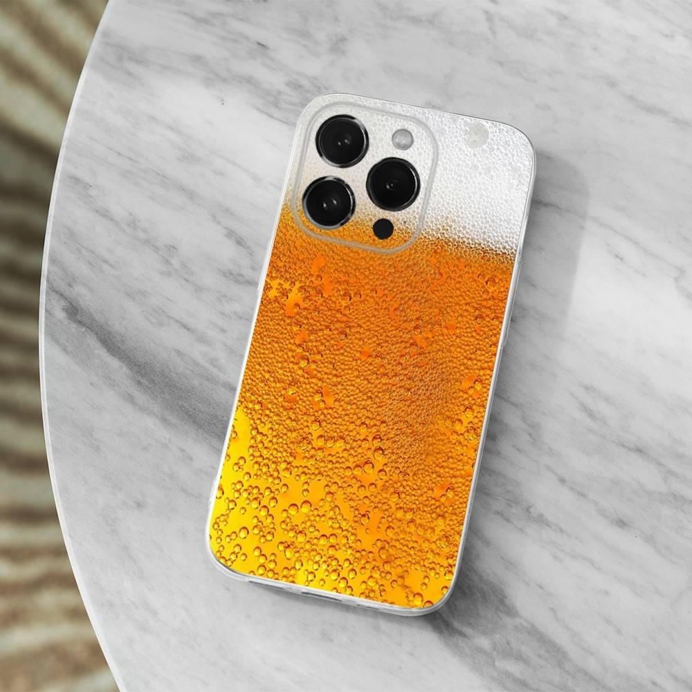 Alcohol Art Beer Case For iPhone 15,11,12,13,16,14,17,Pro,Max,Plus,SE,Mini,X,XS,XR, Transparent Soft Silicone