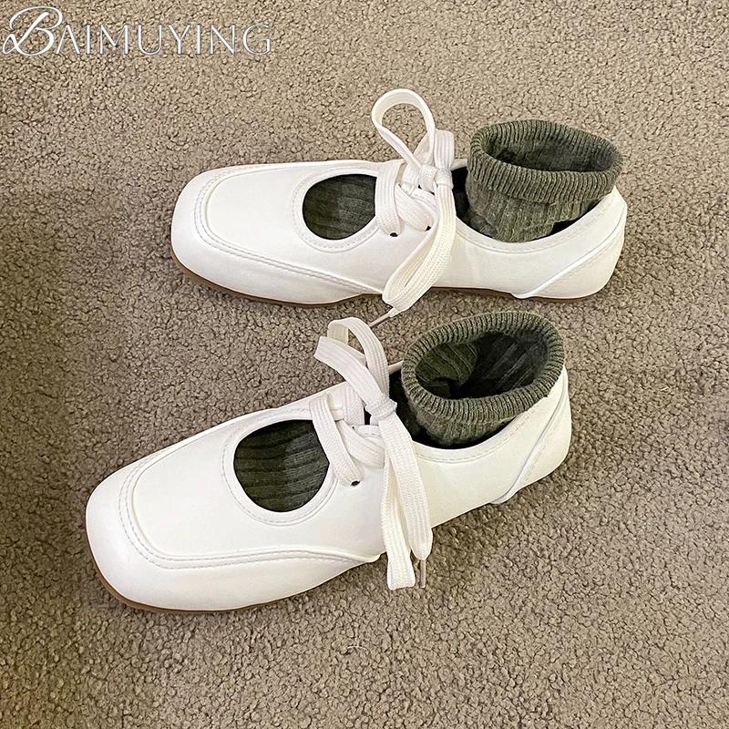 Flats Casual Shoes Women Sneakers Sandals Mary Jane Soft Leather Loafers Ballet 2025 Trend Brand Elegant Dress Lace Up Comfort