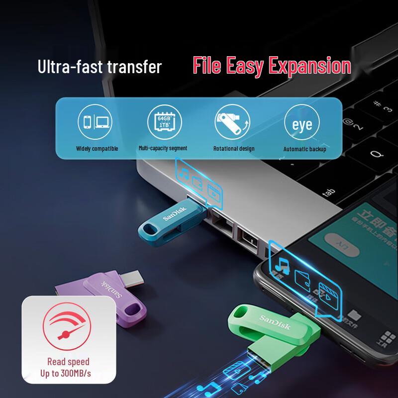 SanDisk 128GB Dual Drive Luxe USB Type-C Flash Drive