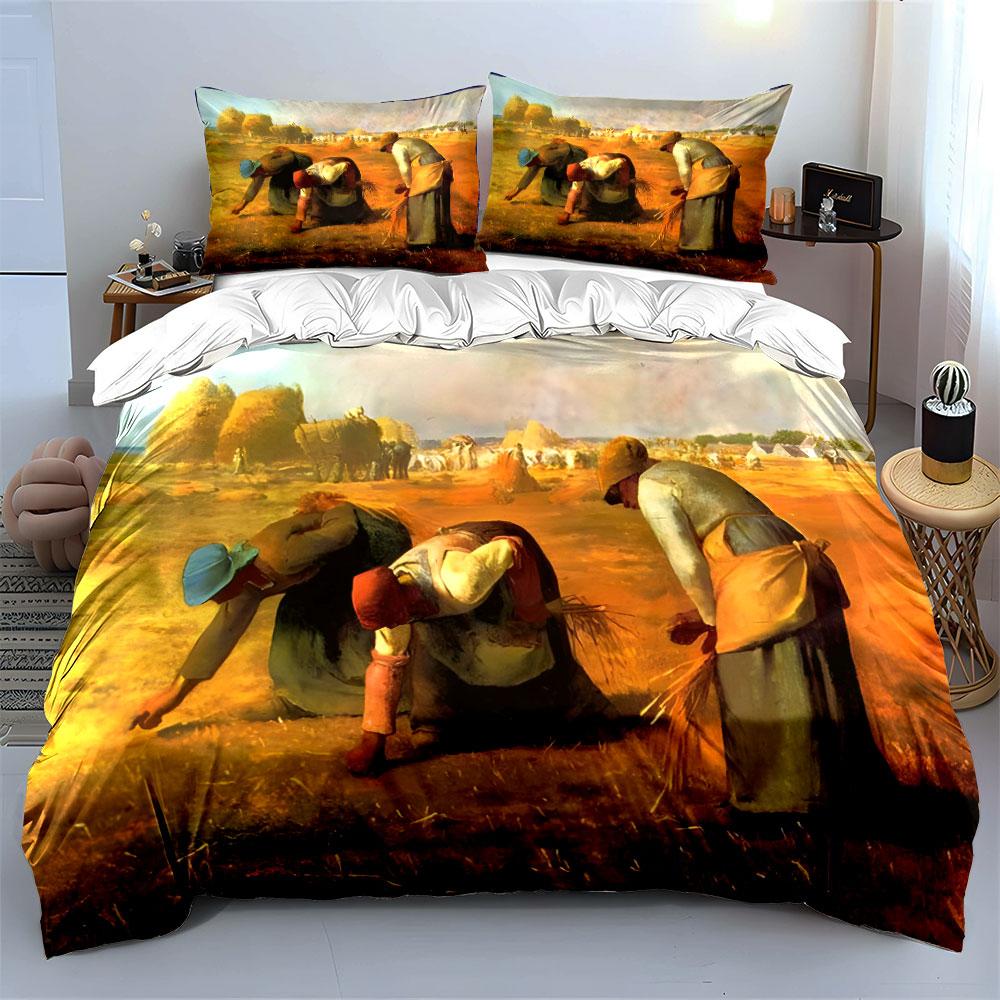 Harvesting Scene In Field Bedding Set for Kids Luxury Gift 3pcs Digital Print Comforter Set Soft Comfortable Breathable