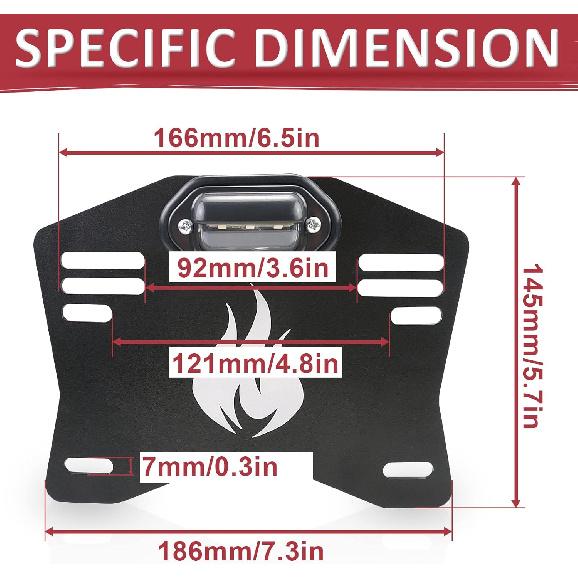 Starknightmt UTV License Plate Holder With Light, Universal Lighted License Plate Mount Bracket Compatible With Polaris Ranger RZR Can Am X3 Defender