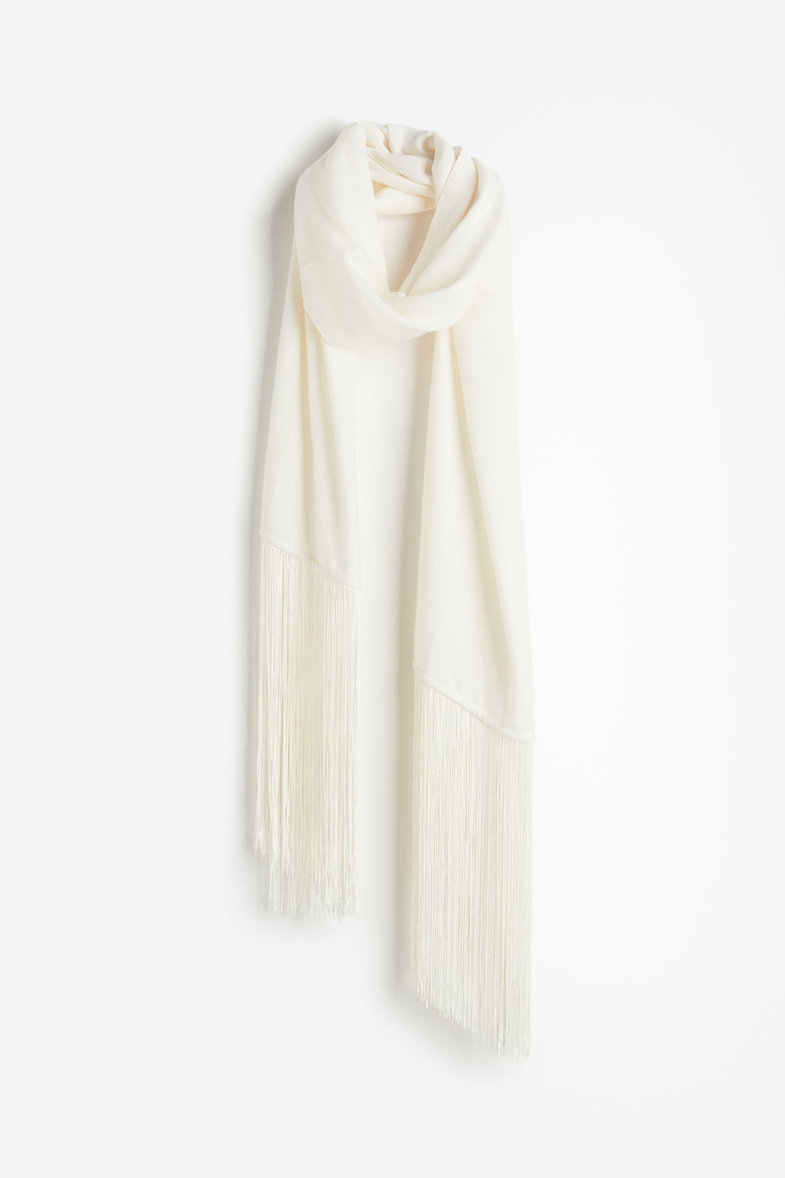 

Fringe-trimmed twill scarf