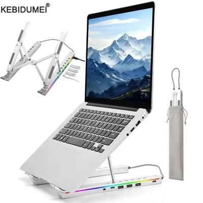 Univerzální držák na notebook s USB Type-C HUBem RGB z hliníkové slitiny, světelný stojan, skládací držák na notebook pro MacBook