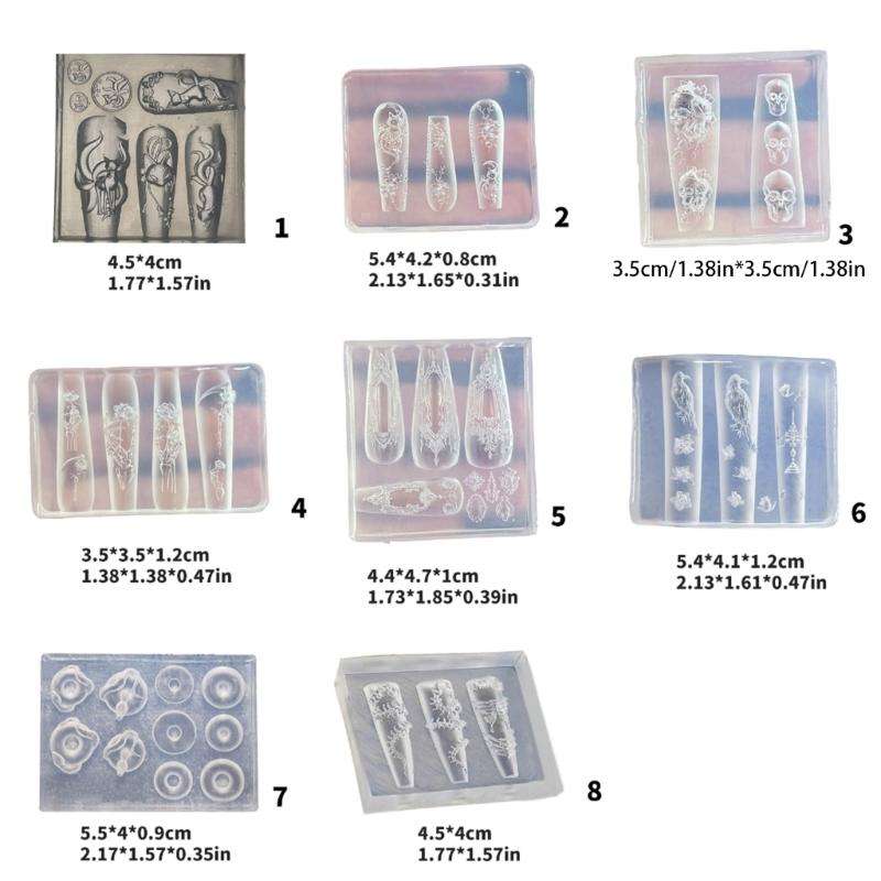 Flexible Silicone Nail Art Mold Creative Charm Design Reusable Manicure Accessories Easy Clean Home Salon Use