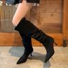 Long Boots for Women Spring and Autumn Large Round Pile Shoes Thin Heels High Shoes High Heels Thick Legs Knee High Boots Woman