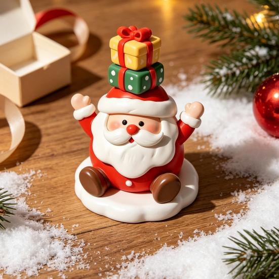 Vivid Christmas Collectibles for Display Resin Figurine, Cute Clay Style Santa Snowman Gingerbread Man Festive Home Accents Coffee Tables Statue,