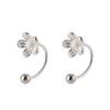 Screw-in Mini Daisy Stud Earrings, Simple Silver Peach Blossom Design for Women