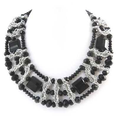 [N3587] - Designer Necklace 'Sissi' Black Silver