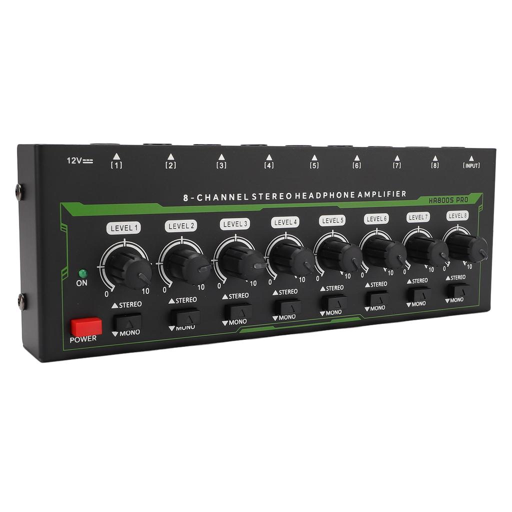 8 Channel Stereo Headphone Amplifier for Studio Home KTV Ear Player Support Stereo Mono Modes