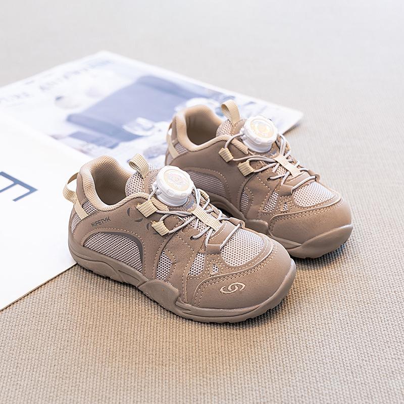 Knob Shoes Children's Sports Shoes Autumn Mesh Breathable Boys Dad Shoes Button Girls Sports Shoes Soft Sole Classmates
