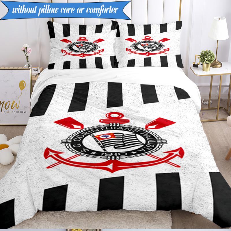 3PCS Sport Club Football Crest Printed Soft Bedding Set,Including 1pc Duvet Cover And 2pcs Pillowcases Perfect for Bedroom, Dormitory, Fan Gift