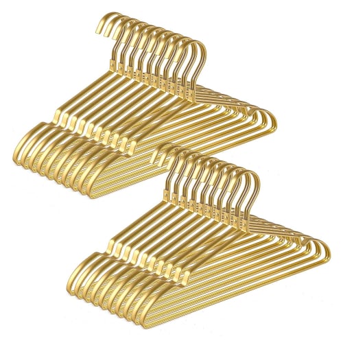 Amber Home Ultra-Lightweight Aluminum Hangers, Gold Aluminum Hangers, Closet Storage for Clothes, Suits, T-Shirts, Jackets, Coats, Dresses, and Bottom