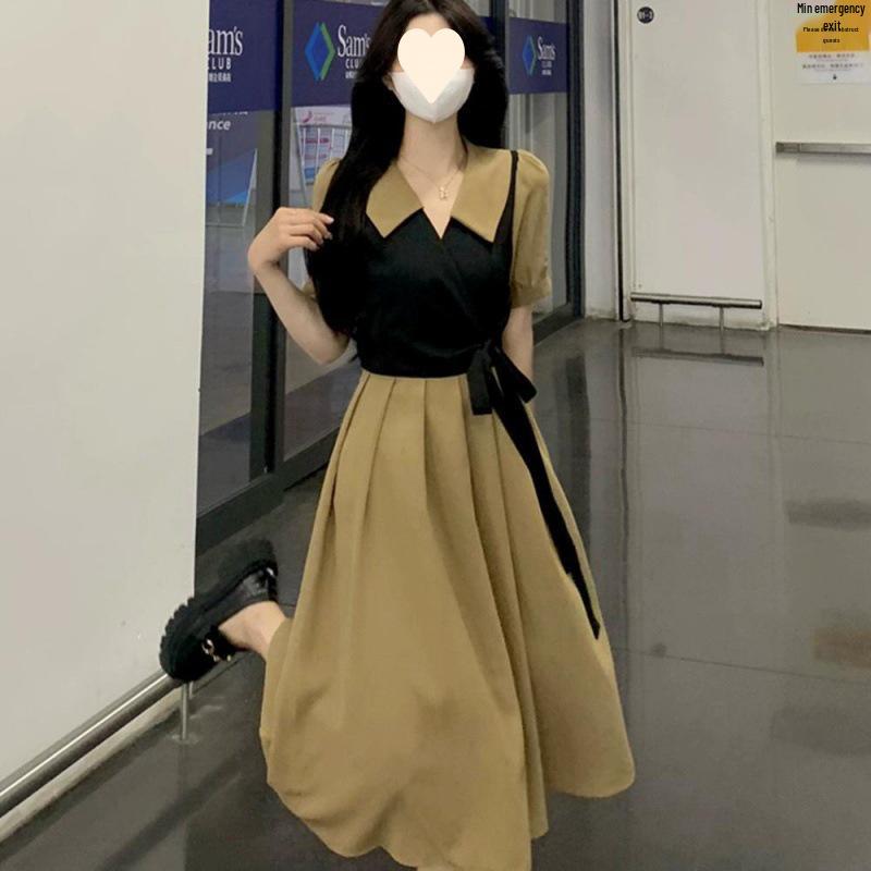 French Retro Two-Piece Dress - Women's Large, High-End Mid-Length for Summer