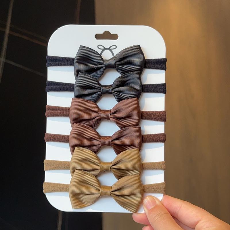 6Pcs/Set Solid Color Kids Headwear Elastic Hair Bands for Baby Cute Ribbon Bowknot Headband Infant Girls Hair Accessories