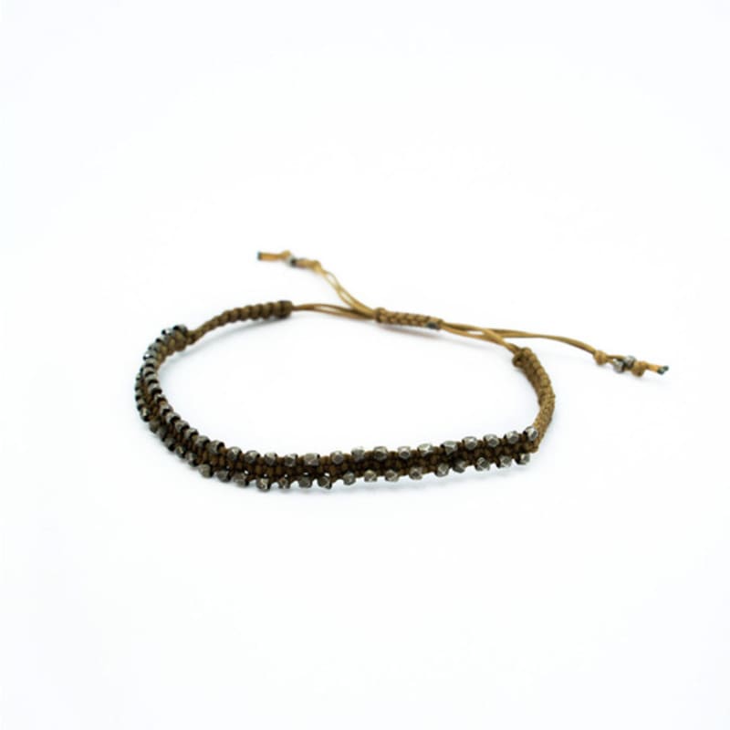 HARANG HR 280B_Silver Ball Fabric Bracelet (Khaki)