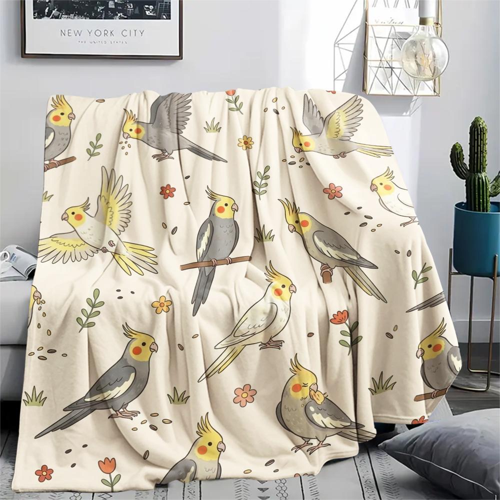 1PC Cute Parrot Print Flannel Blanket, High Quality All Seasons, Home Decor, Warmth and Comfort, Perfect for Christmas Gifts