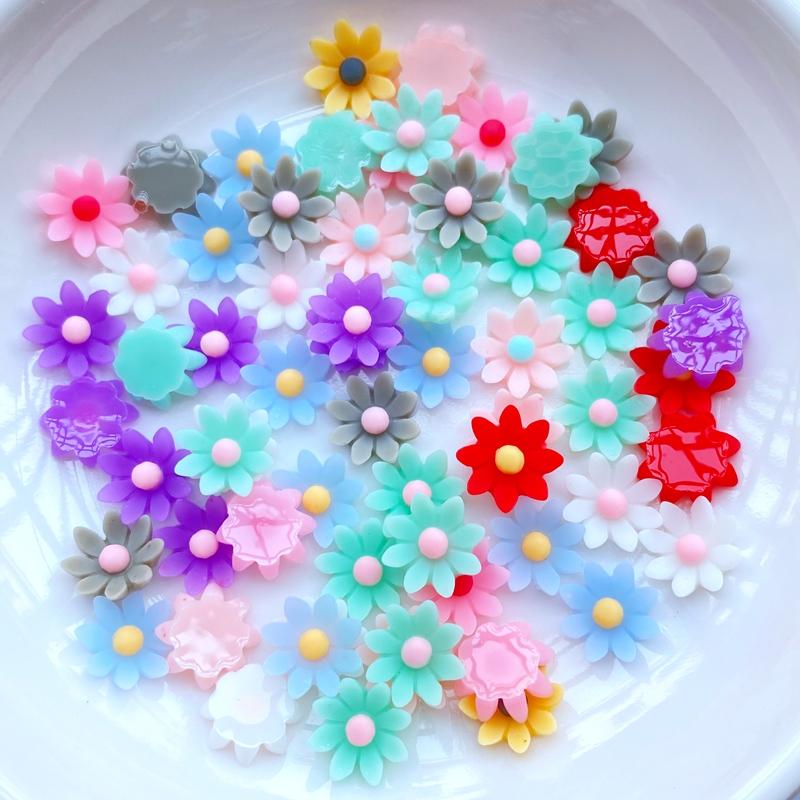 80pcs New Mix Mini Flowers Flat Back Cabochon Crafts Clothing DIY Scrapbooking Accessories J61
