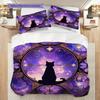 Black Cat Pattern Bedding Quilt Set Quilt Cover Pillowcase Home Decoration Birthday Gift (1 * Duvet Cover + 2 * Pillowcase, Without Core)