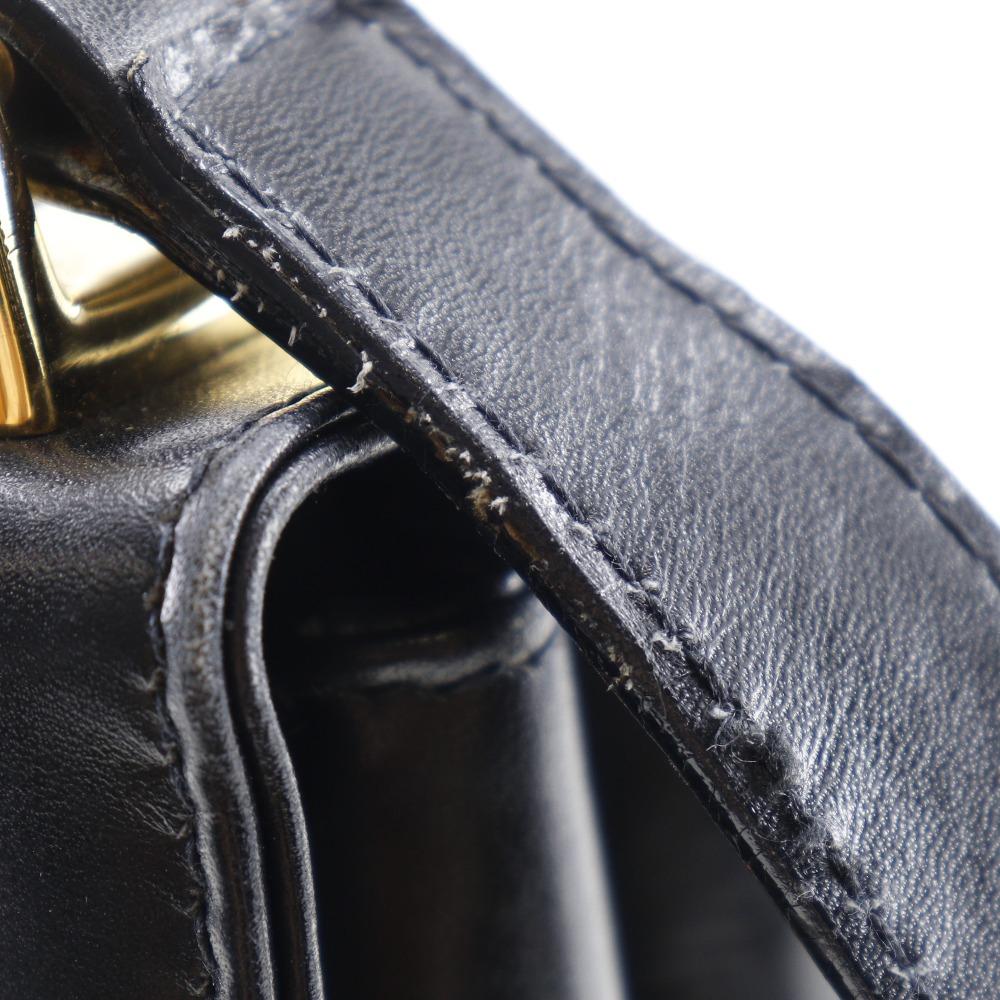 Salvatore Ferragamo Gancini Shoulder Bag Black Calfskin Women Used
