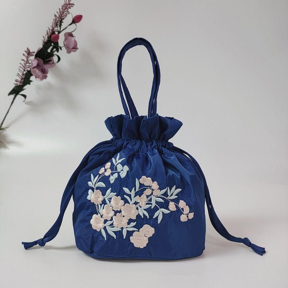 Blumenstickerei Handtasche Blumige Kleine Geldbörse Retro Retro Kordelzugtasche Einkaufen
