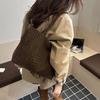 Bolsa de Palha Tecida Bolsa Feminina Bolsas de Ombro de Couro Moda Bolsas Tote de Grande Capacidade Bolsas Transversais Bolsas de Mensageiro de Viagem
