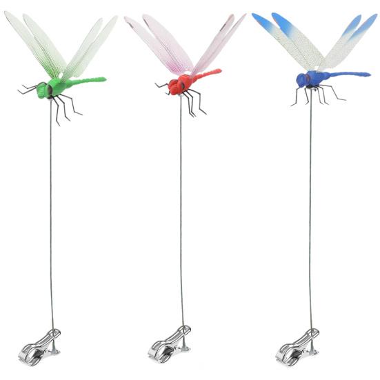

3 шт., зажим для поддельной стрекозы, 3 цвета, устойчивый к атмосферным воздействиям, водонепроницаемый, прочный захват, противоскользящий, для открытого сада, убийство слепня, 3D комплект зажимов для украшения стрекозы 3pcs