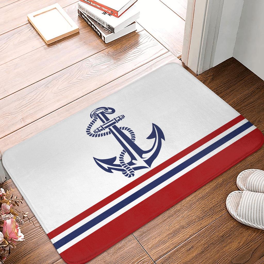 Nautical Anchor Front Door Mat Anti-Slip Indoor Absorbent Sailor Adventure Doormat Floor Bath Entrance Rug Carpet