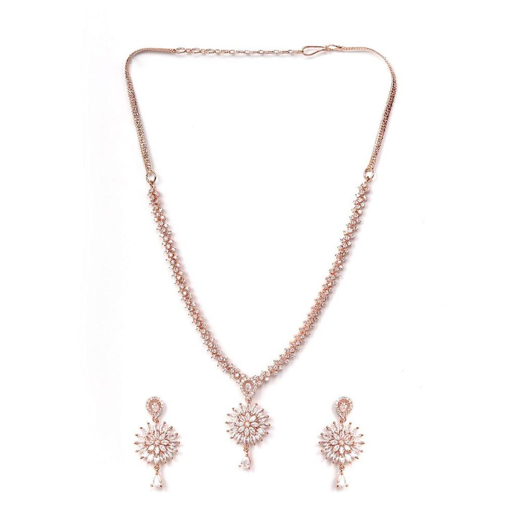 Rose Gold-Plated Diamond Jewelley Set for Women, Girls