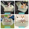 Pet Car Seat for Cats and Dogs Fluffy Pet Bed with Safety Checkerboard Extra Adjustable Height Pet Seat for Small To Medium Pets - 2-in-1 Belt,