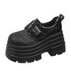 Fashion 8CM Women's Platform Slip-On Shoes Thick Bottom New Summer Hollow Leather Chunky Sneakers Breathable Outdoor High Heels Sandals