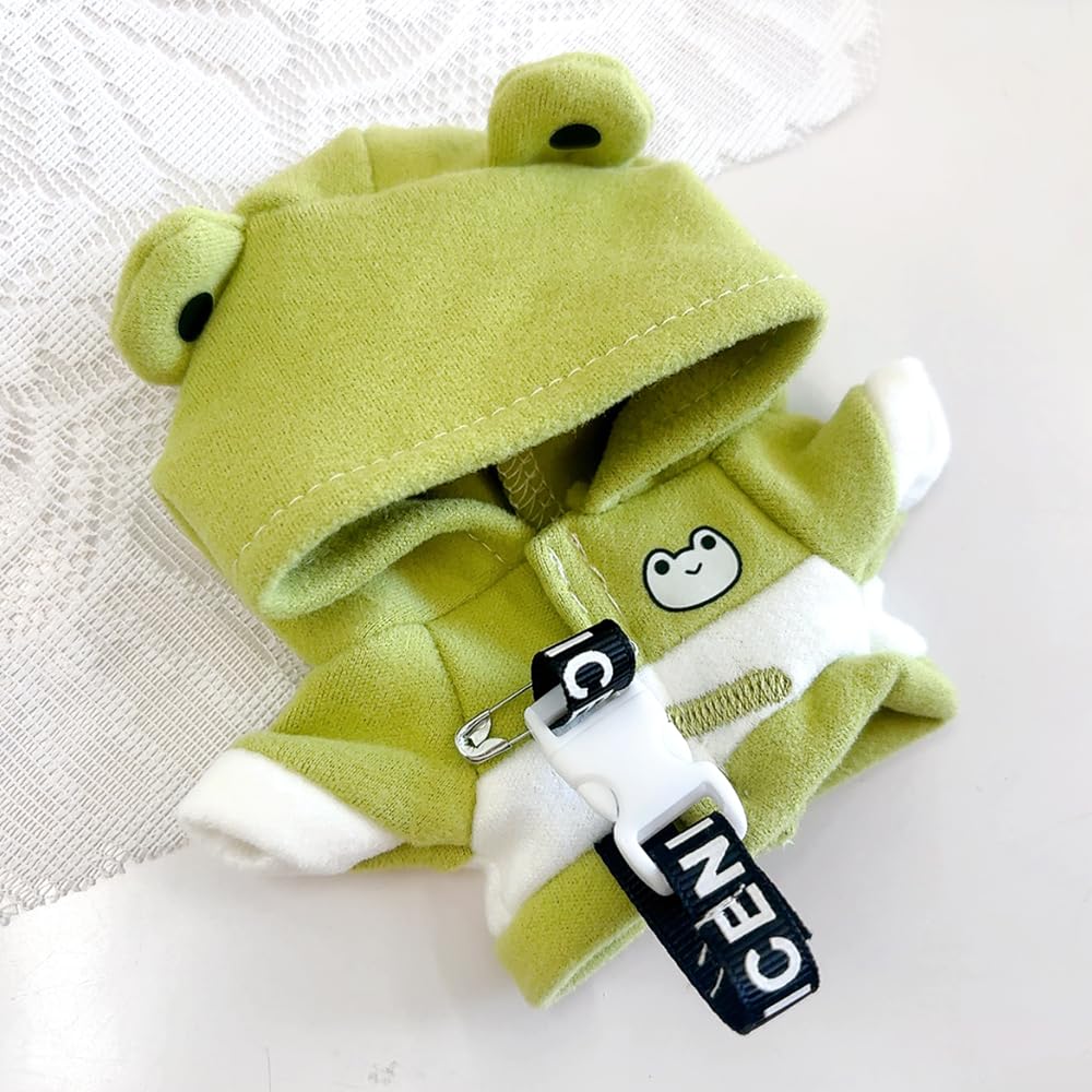 Animal Hoodie for 10cm Doll, Green (Frog) - Plush Clothes, Kigurumi Accessories, Otaku Activities, Doll Mascot, K-Pop Doll Costume [Used]