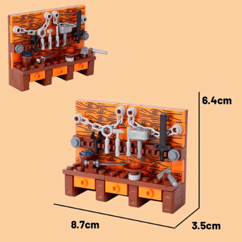 Medieval MOC Scene Building Block Gallow Pirate Ship Cage Elf Treehouse Wizard Kitchen Furniture Pool Notice Board Toy Gift K026