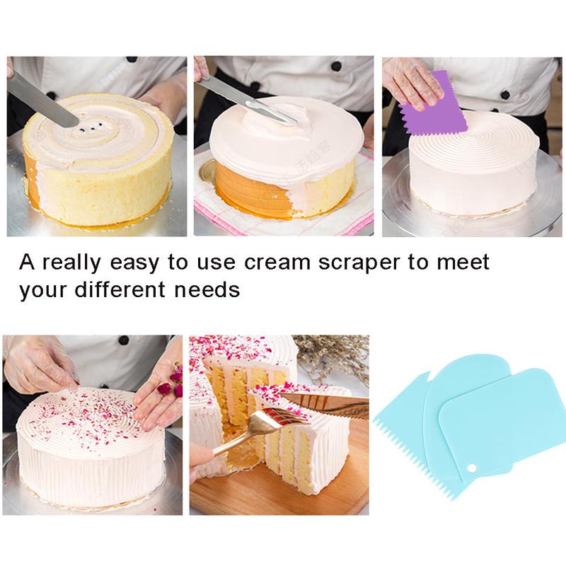 3pcs/lot Dough Cake Cutter Slicer Spatula For Cake Cream Scraper Pasty Cutters Scraper Irregular Teeth Edge Diy Scraper