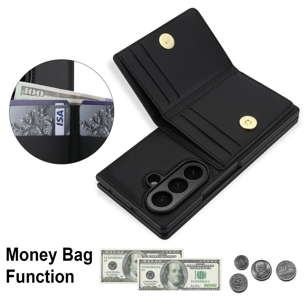 Fashion Solid Color Leather Phone Cover for Samsung Galaxy Z Fold7/Z Fold6/Z Fold5 with 360 ° Rotating Stand