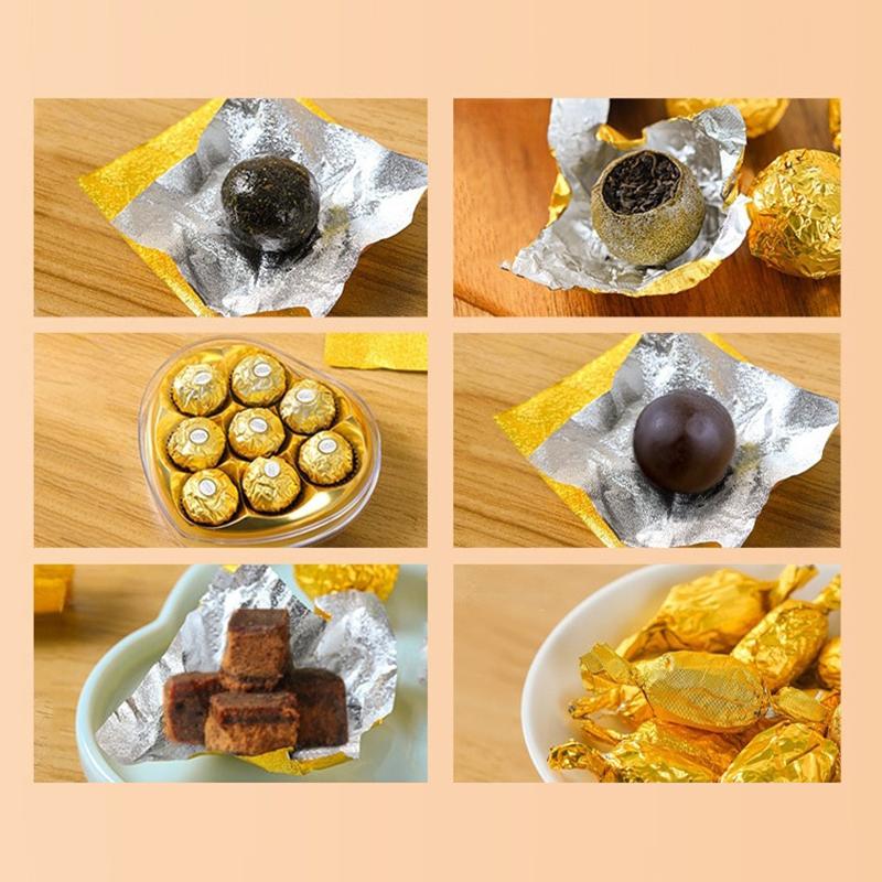 100Pcs 20*20Cm Diy Food Aluminum Foils Wrapping Paper Sheets Packaging For Chocolate Candy Wedding Party Birthday Gift Decor