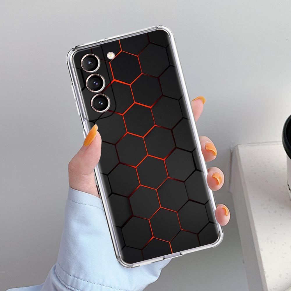 Phone Case For Samsung Galaxy S26 S25 S24 S23 S22 Ultra S20 S21 FE 5G Plus Soft Clear Cover Honeycomb Pattern