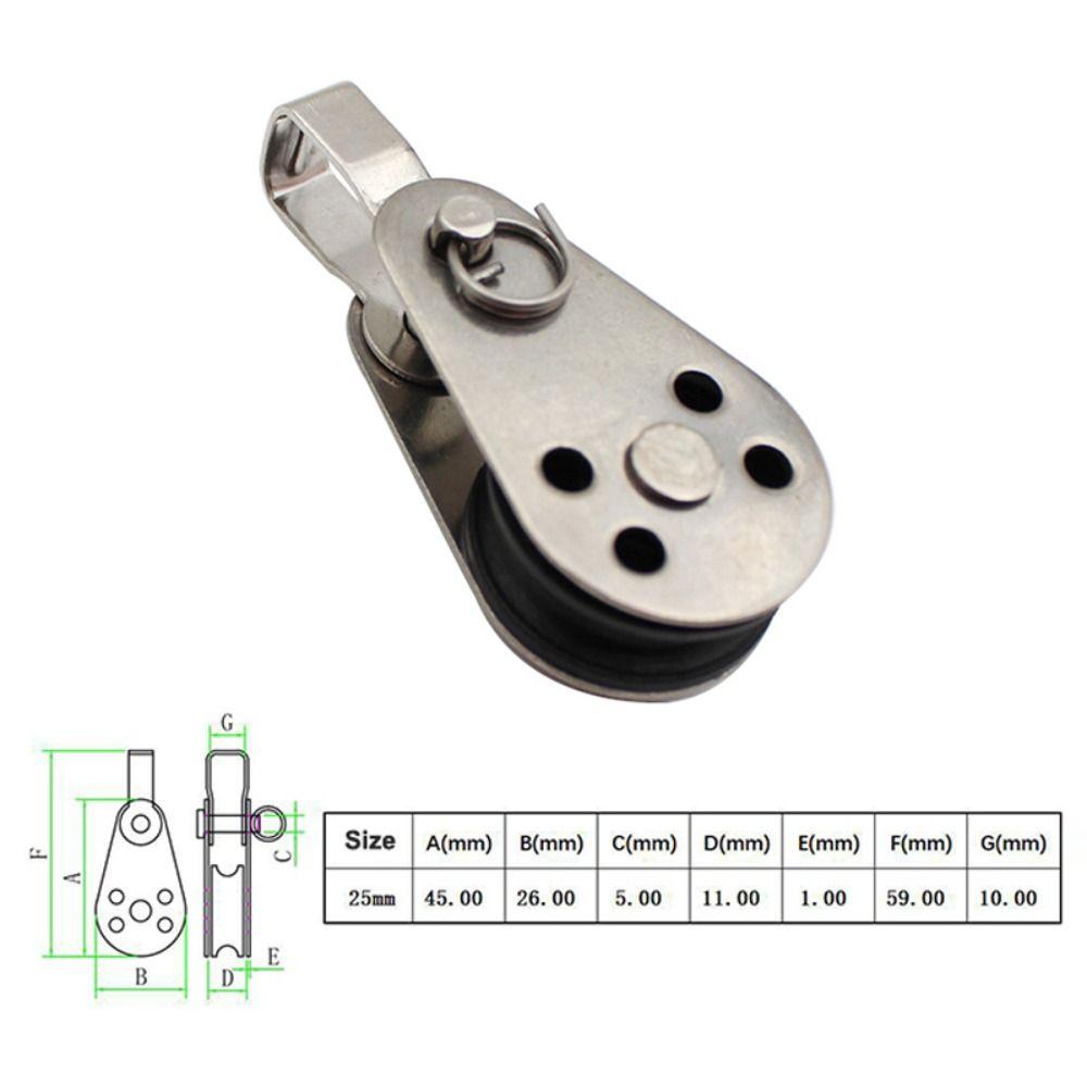 Traction Pulley Bearing Lifting Wheel Tools 25mm Stainless Steel Pulley Kayak Boat Accessories