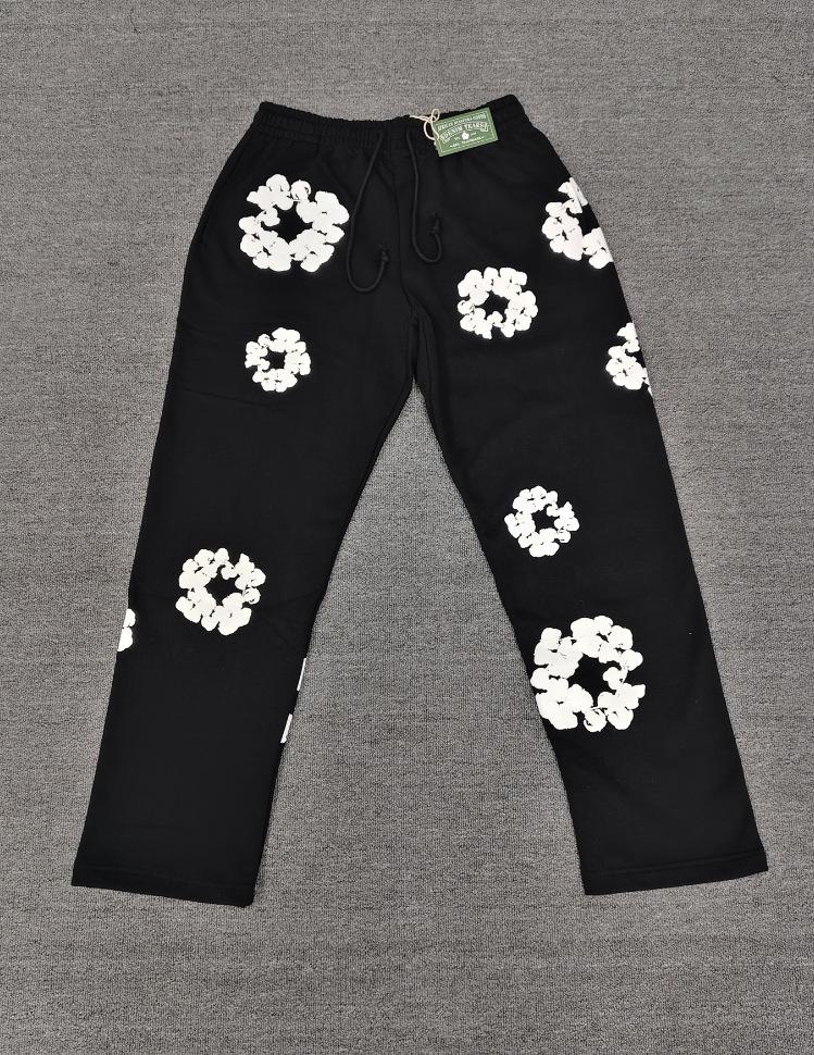 Schwerer Baumwoll-Denim-Hoodie mit Blumenmuster - Trendige amerikanische Streetwear-Jacke für Herren