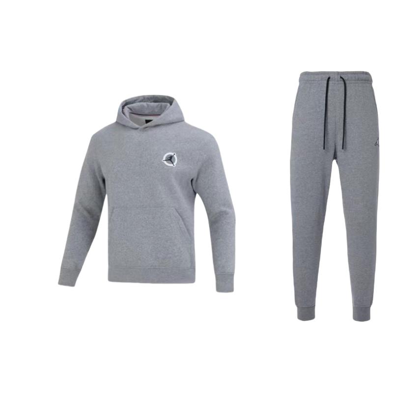 

Jordan Logo Print Pullover Sweatshirt With Logo Embroidery And Drawstring Pants Casual Sports Set Unisex sweatshirt, pants Gray DQ7341-091+DV7593-091 S