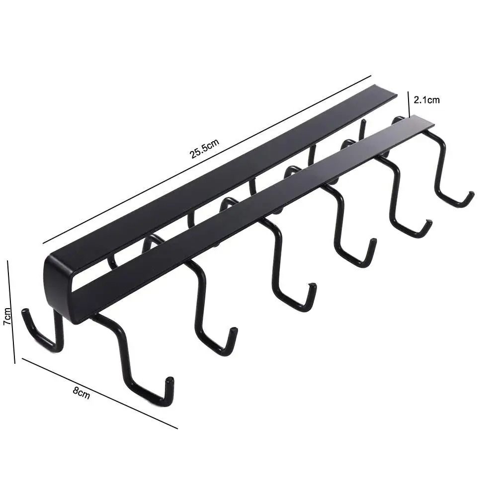 Multifunction Double-row Storage Hook Punch-free Cabinet Metal Shelves Hanging Cup Holder Hooks