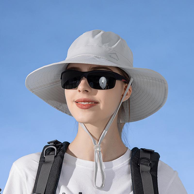 8552 Outdoor sunshade sunscreen hat Spring and summer mountaineering fishing breathable hat Children's big eaves can tie ponytail bucket hat