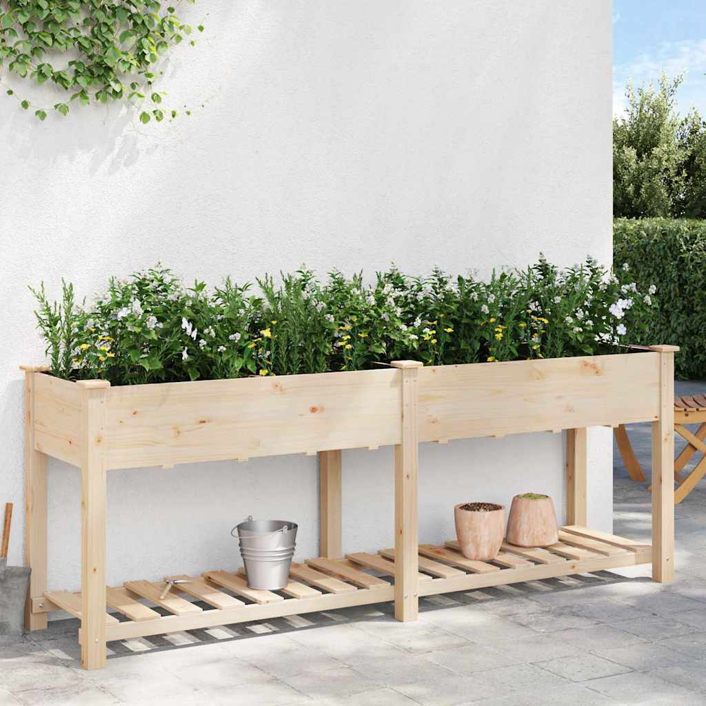 Garten Pflanzgefäß mit Regal Beige 203 x 53 x 76,5 cm