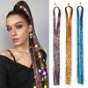 Hippie Decor Glitter Strips Party Headdress Tinsel Sparkle Silk Wig Long Straight Sparkly Ponytail
