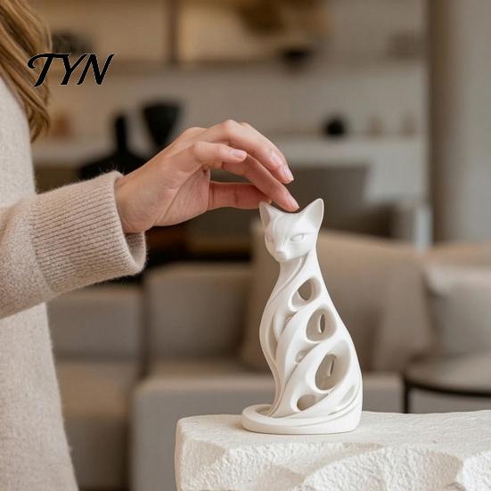 Detailed Resin Sculptures Spiral Cat Sculpture Ornament, Creative Twisted Statue, Artistic Home Tabletop Decor Desktop for Living Room Bedroom Office
