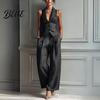Women Two-piece Women's Summer 2 Piece Business Work Outfits Sleeveless Button Slim Fit Suit Down Vest And Wide Leg Pants Matching Set Clothing