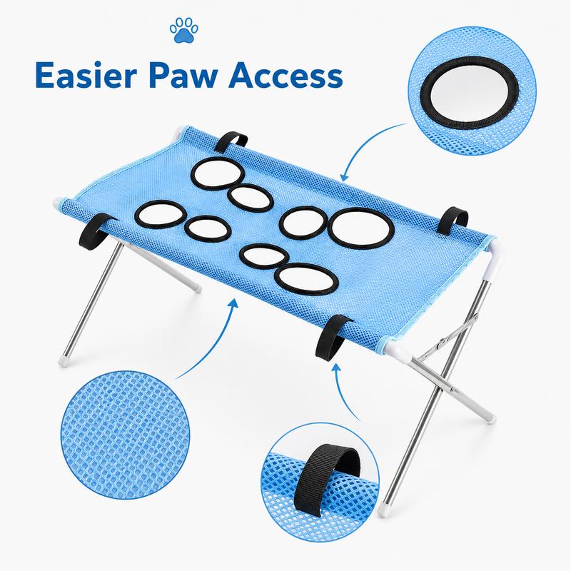 Pet Grooming Hammock Stand Foldable Dog Cat Nail Trimming Helper Mesh Bathing Drying Table for Small Pets
